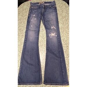 BKE Jeans Star Flare Jeans Size 27X33.5 Distressed Thick Stitch